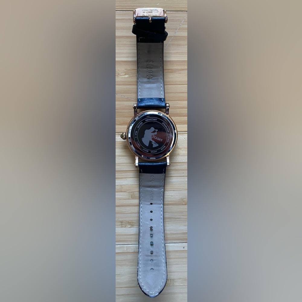 Stauer WR 3ATM Date Stainless Steel Back Leather Watch Analog Quartz
